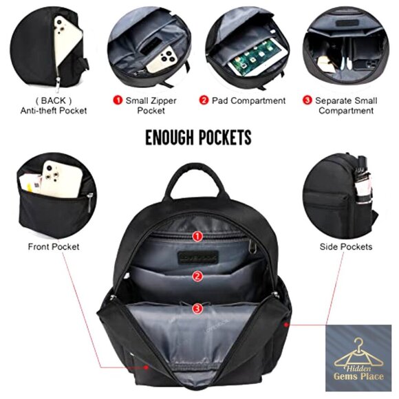 Mini Waterproof Nylon Backpack Lightweight Daily Purse with Multiple Pockets main image 4